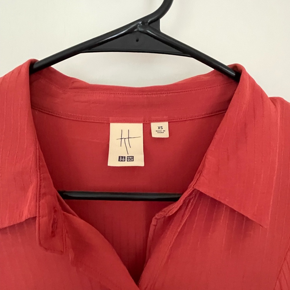 Uniqlo collab xs red-orange button-up rayon dress